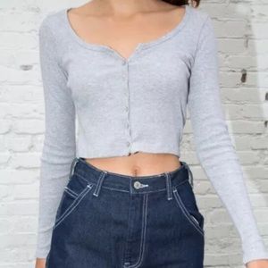 Brandy Melville grey button up long sleeve Zelley